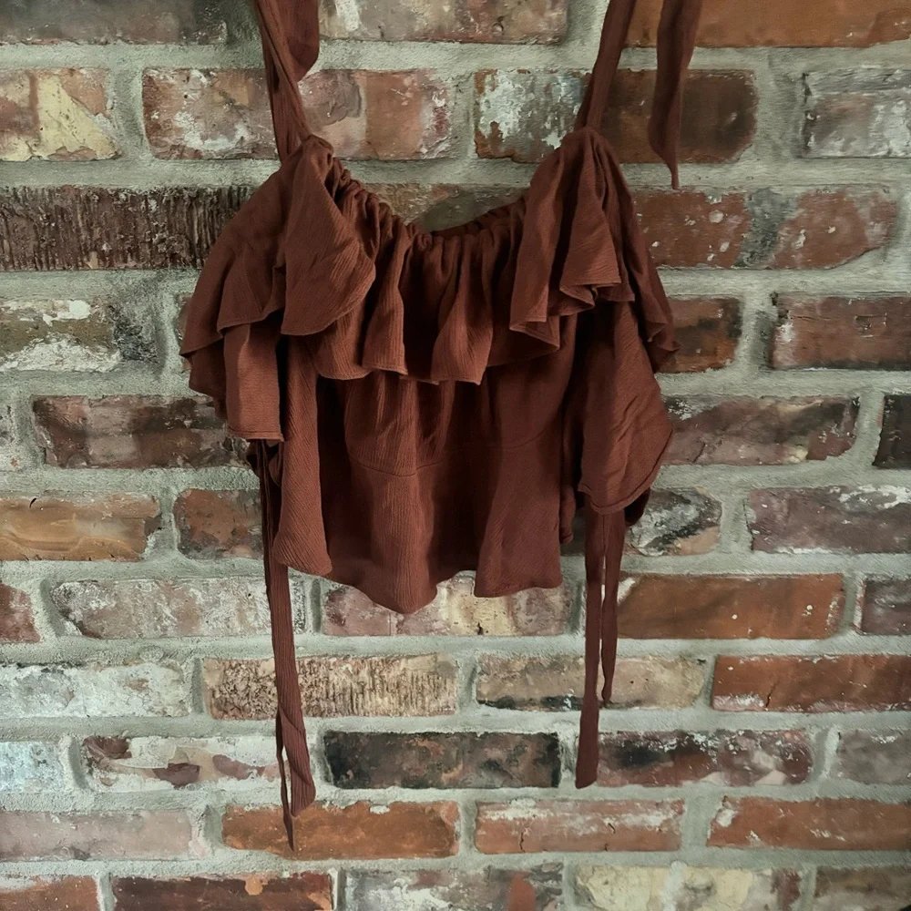 Free People Radiance Crop Tank Top Shirt in Umber, S